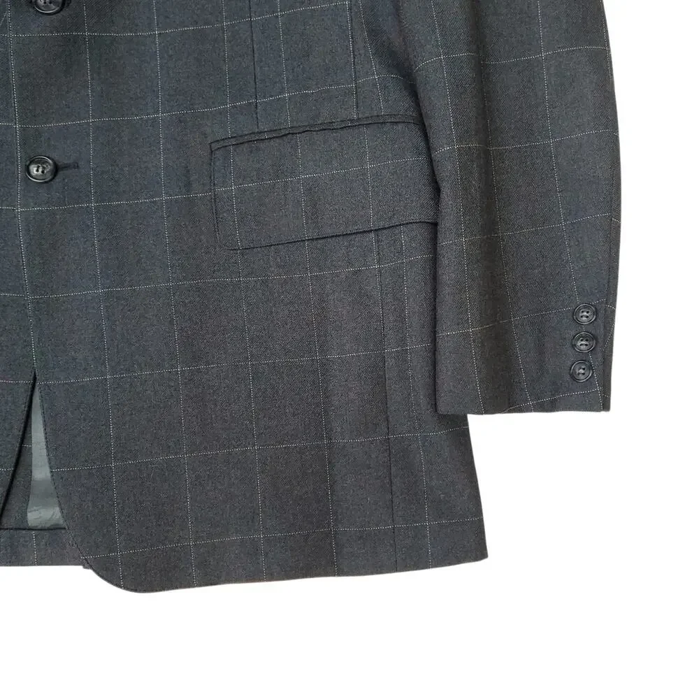 Vintage Cricketeer Blazer Jacket Ivy Prep Retro Half Lined Windowpane Coat 43x32